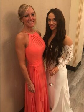 Peach formal long dress,size 4, worn 1x!